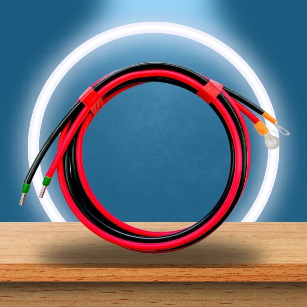 6 mm cable with connectors between battery and charge control or inverter - 1.5m black- 1.5m red Connector