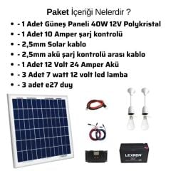 50 Watt Güneş Paneli Aydınlatma Paketi Solar Paket